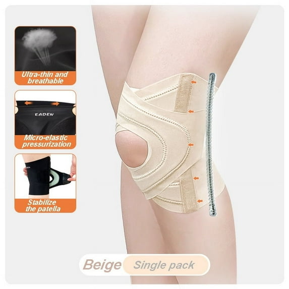 2Pcs Patella Knee Strap Sports Kneepad Men Women Pressurized Elastic Knee Pads for Jumpers Knee, Running, Tennis Osgood Schlatter (Beige -1pc,M)