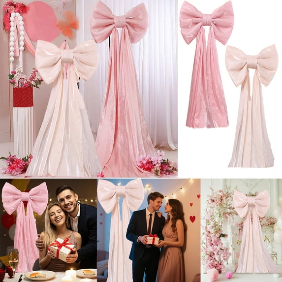 2Pcs Pearl Large Bow Decoration Under $5! Yannianjz Pearl Super Large Bow Decor, Valentines Day Wedding Decoration, Hanging Bow Decor, Party Backdrop Decor, Festival Ribbon Bow, Big Decorative Bow