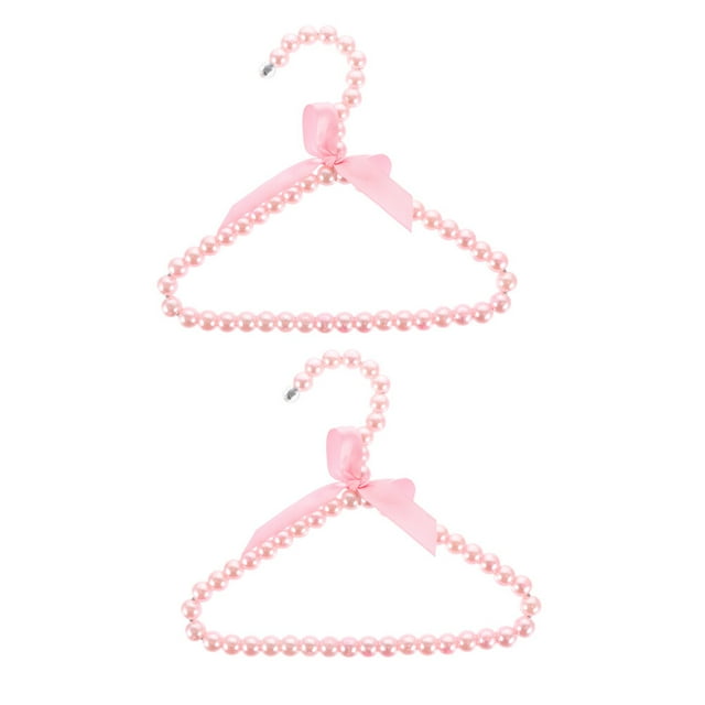 2Pcs Pearl Pet Clothes Hanger Adorable Dog Clothing Rack Pearl Small