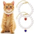 thumbnail image 1 of 2Pcs Pearl Pet Collar with Heart Rhinestone for Puppy Kitten Jewelry Accessory for Wedding Birthday Parties, Pink Size S, 1 of 4