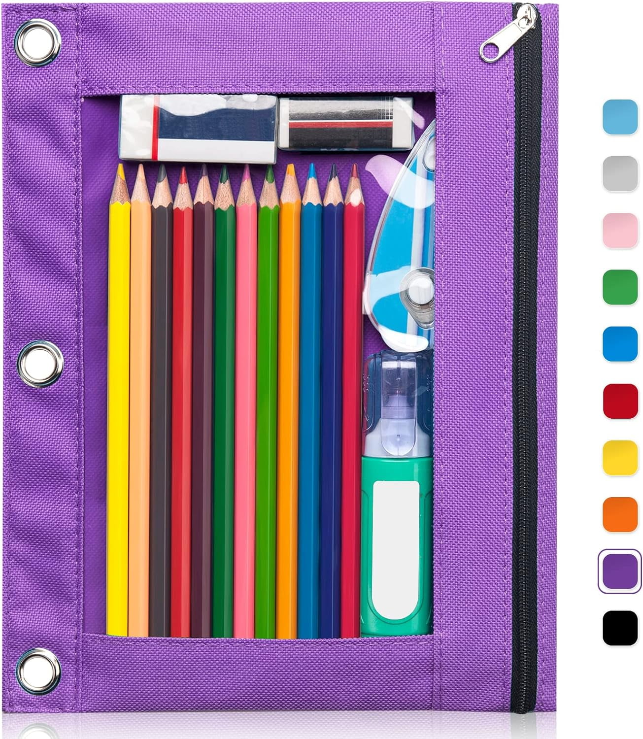 2Pcs Pencil Pouch for 3 Ring Binder, Binder Pencil Case with Smooth