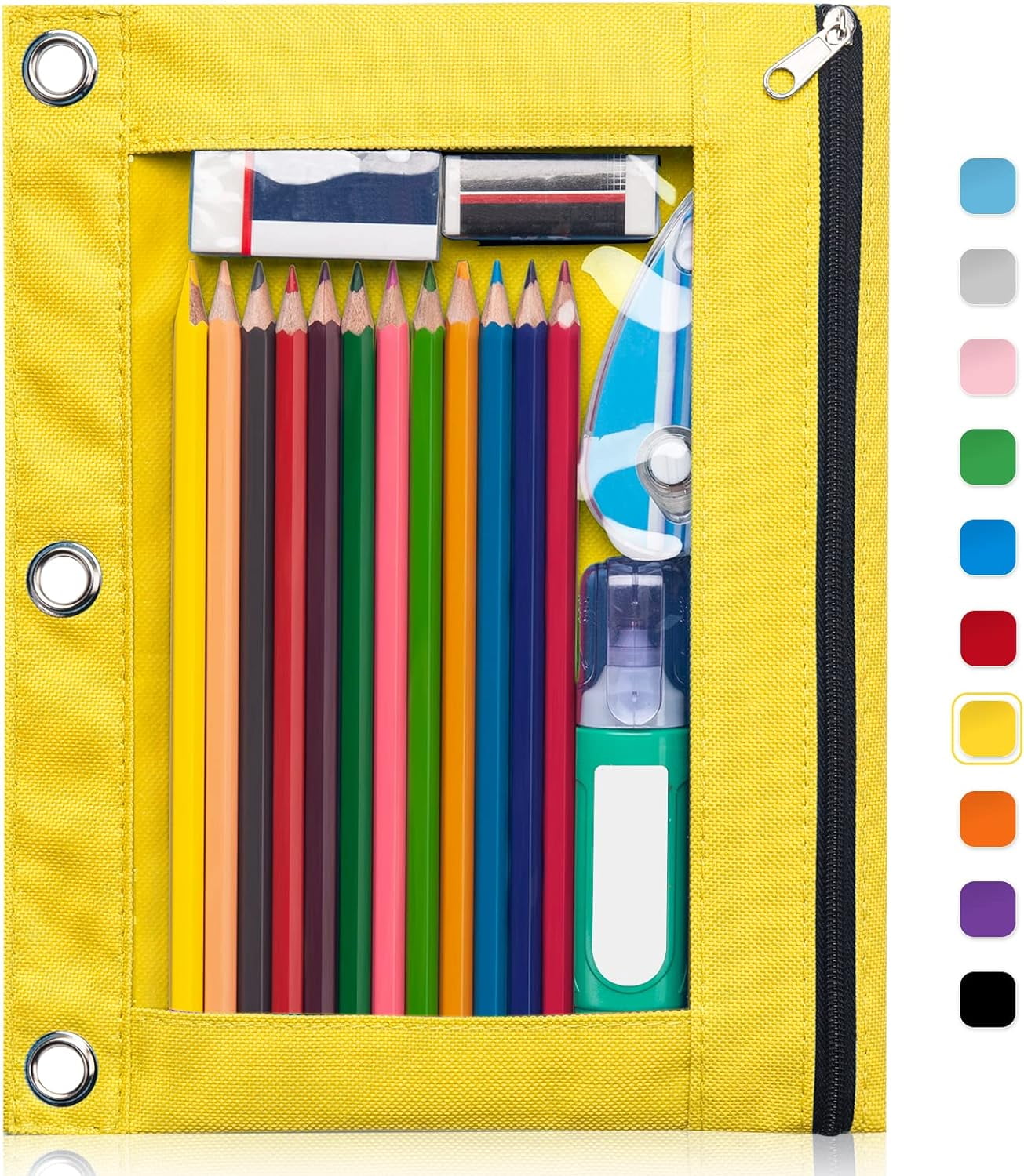 2Pcs Pencil Pouch for 3 Ring Binder Binder Pencil Case with Smooth Zipper Clear Window Pencil Case for Binder Big Capacity 3 Ring Binder Pencil Bag with 3 Reinforced Grommets Walmart