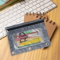 thumbnail image 1 of 2Pcs Pencil Pouch for 3 Ring Binder, Binder Pencil Case with Smooth Zipper, Clear Window Pencil Bag with 3 Reinforced Grommets, Big Capacity Pencil Box, Office Supplies, Grey, 1 of 9