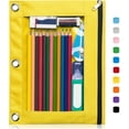 thumbnail image 1 of 2Pcs Pencil Pouch for 3 Ring Binder, Binder Pencil Case with Smooth Zipper, Clear Window Pencil Case for Binder, Big Capacity 3 Ring Binder Pencil Bag with 3 Reinforced Grommets, 1 of 7