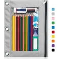thumbnail image 1 of 2Pcs Pencil Pouch for 3 Ring Binder, Binder Pencil Case with Smooth Zipper, Clear Window Pencil Case for Binder, Big Capacity 3 Ring Binder Pencil Bag with 3 Reinforced Grommets, 1 of 7