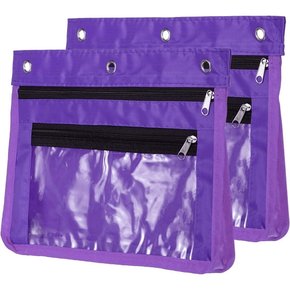 2Pcs Pencil Pouch for 3 Rings Binder, 1inch Expandable Oxford Cloth Large Capacity Zipper Binder Pouch Pencil Case for Office Home, 10.1*7.5*1.6inch