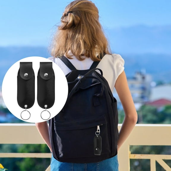 2Pcs Pepper Spray Pouch PU Leather Spray Protective Holster Mini Portable Pepper Spray Holster Top Flap Pepper Spray Holder Self Defense Spray Leather Case for Bag Women