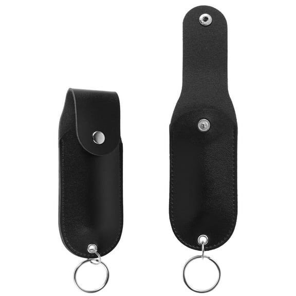 2Pcs Pepper Spray Pouch PU Leather Spray Protective Holster Mini Portable Pepper Spray Holster Top Flap Pepper Spray Holder Self Defense Spray Leather Case for Bag Women