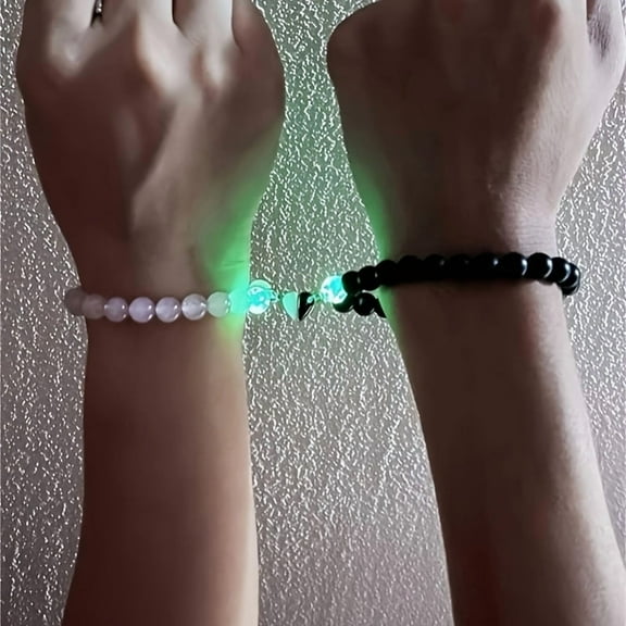 2Pcs Perfect Match Bracelet Magnetic Couple Bracelet Set Friendship Couple Long Distance Lover