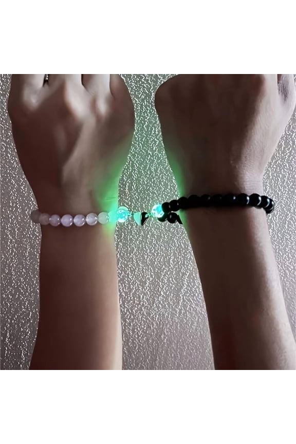 2Pcs Perfect Match Bracelet Magnetic Couple Bracelet Set Friendship Couple Long Distance Lover