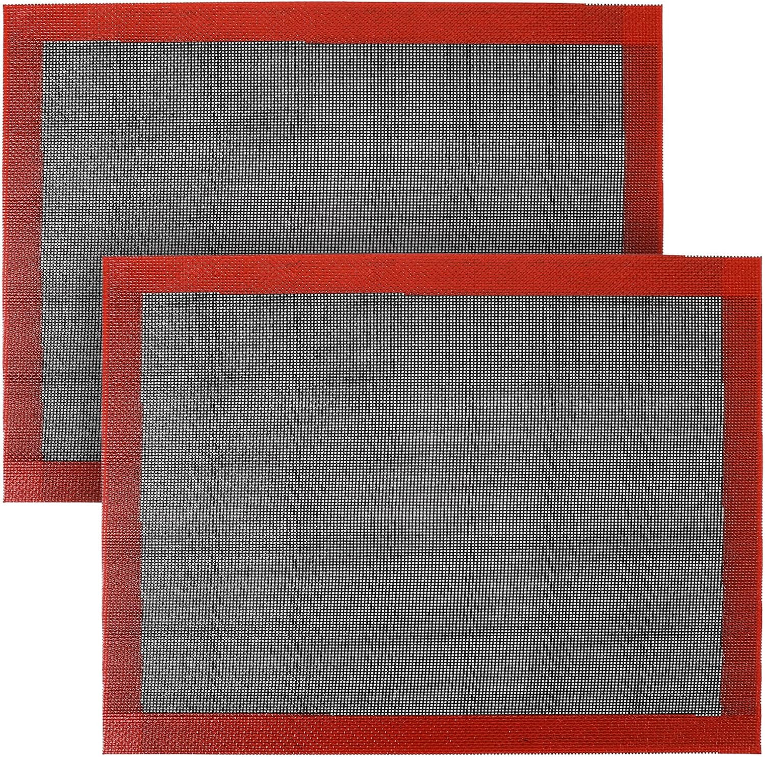2Pcs Perforated Baking Mats, Eclair Silicone Mat for Half Sheet, Non Stick Reusable Oven Liners Reusable Air Mesh Silicone Mat for Making Bread/Pizza/Pastry/Cookie 15.8" x 11.8"