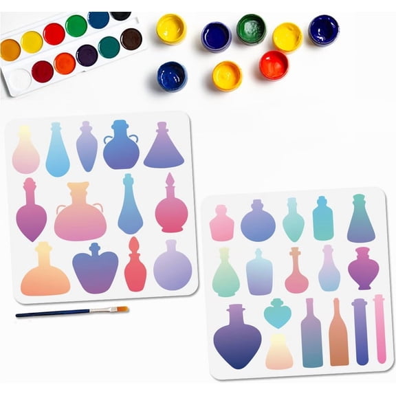 2Pcs Perfume Bottles Stencil Wine Bottle Magic Potion Bottle Craft Stencils 11.811.8inch Reusable Test Tube Silhouette Template Set