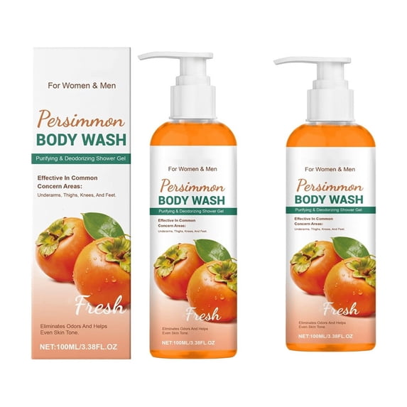 2Pcs Persimmon Body Wash for Old People Smell, Natural Persimmon Soap Bar Old People Smell Remover, Nonenal Eliminator Purifying & Deodorizing with Natural Persimmon & Green Tea Extracts, 3.38 Fl Oz