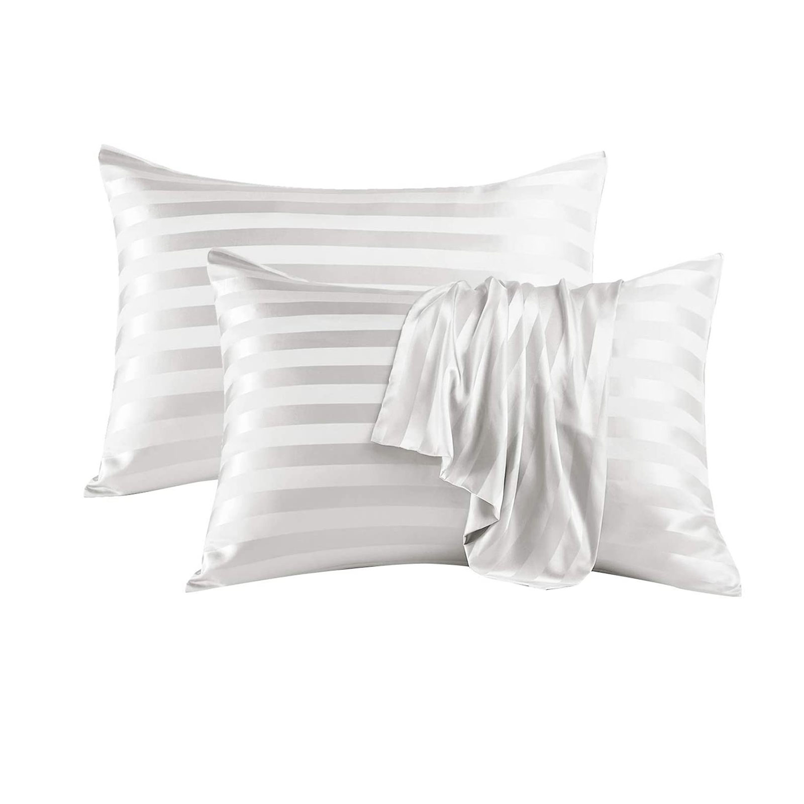 2Pcs Pillow Cases – Elegant Color Striped Color Striped Easy To Maintain For Cozy Bedroom