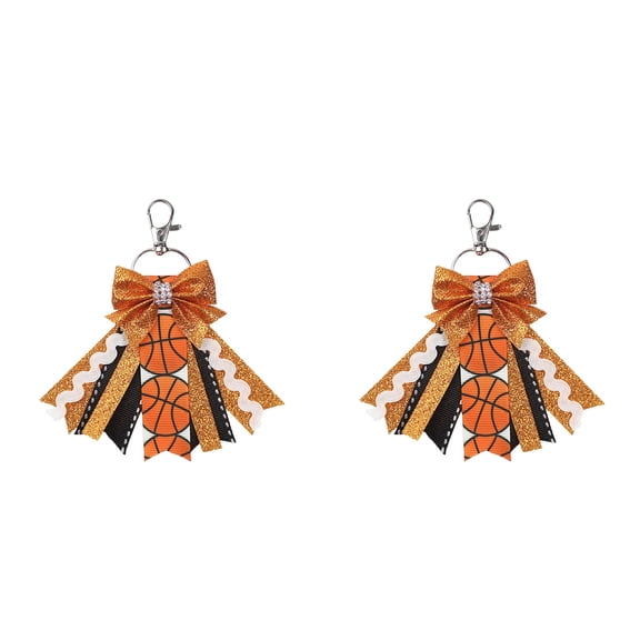 2Pcs PinMe Cheer Keychains Sport Glitters Beautiful Team Keyfob with Bows Bag Decoration