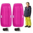 thumbnail image 1 of 2Pcs Pink 36-Inch Kids Snow Sled, Downhill Racer Toboggan with Tow Rope & Grips for Outdoor Fun, 1 of 8