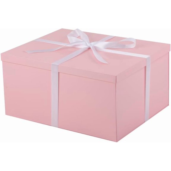 2Pcs Pink Extra Large gift box with lids 16.5×13×8 Inches gift boxes for presents,Birthday Box (include Ribbon, Paper Shred Filler Gift Card & Envelopes)