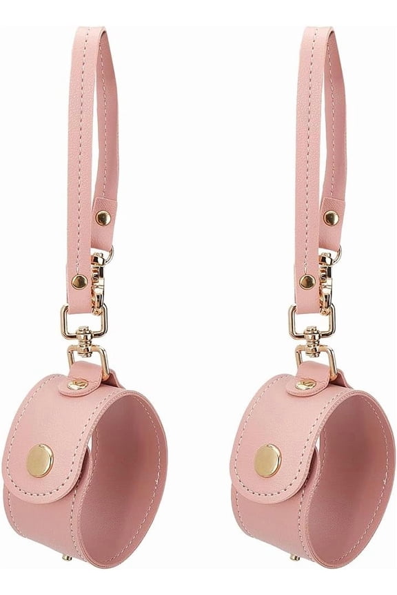 2Pcs Pink Glove Holder PU Leather Vintage Gloves Holders Wrist Leash Handcuffs Waistband Clip Strap with Alloy Clasp DIY