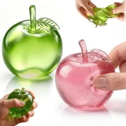 2Pcs Pink & Green Apple Squishy Toys- Cute Rebounding Fruit Squishys for Anxiety & Stress Relief, Soft Flexible Novelty Stress Toys