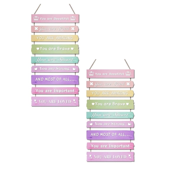 2Pcs Pink Room Decor for Girls , Cute Bedroom Wall Decor, Boho Rainbow Wall Art Signs, Trendy Stuff Decorations for Kids Nursery Bed Room Dorm Classroom Bathroom Happy 2026!