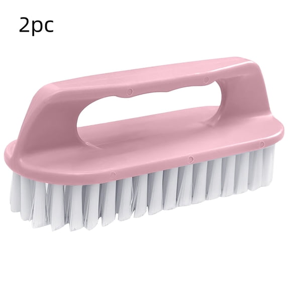 2Pcs Pink Scrubs Brush for Cleanings,Household Laundry Brush with Long Bristles,Clothe Cleaners Tools,Comforts Grip,Durables and Convenient,Easys to Clean,for Bathtub Sink Carpet Floor