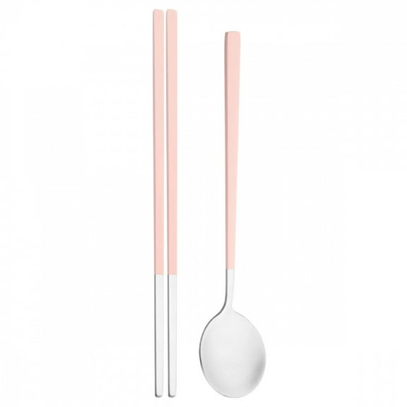 2Pcs Pink Silver Dinnerware Set Western Stainless Steel Cutlery Dinner Spoon Sushi Chopsticks Flatware Party Kitchen Tableware
