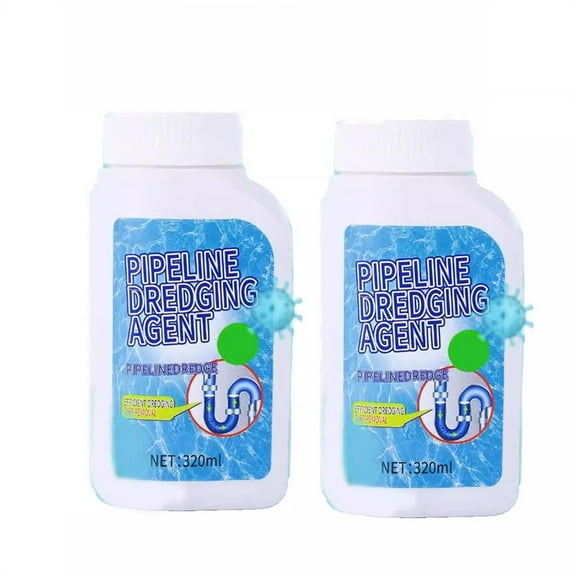 2Pcs Pipe Cleaners Set,Pipelines Dredging Agent with 1 Washing Cloth,Powerful Unclogging Agent for Kitchen Sink and Toilet Bowl,Multi-Purpose Pipe Cleaners for Kitchen,Bathroom and Toilet(320mlx2)