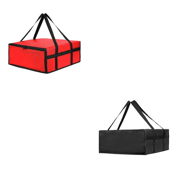 2Pcs Pizza Bags for Delivery 20x20x6 Inch Insulated Non Woven Pizza Bag for Outdoor, Picnic & More with Zipper Closure & Handle, Red