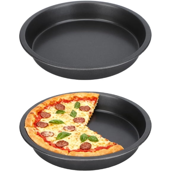 2Pcs Pizza Pan, 6in/9in/10in Deep Dish Round Pizza Pan for Oven, Non Stick Thickened Carbon Steel Baking Pan for Home Kitchen