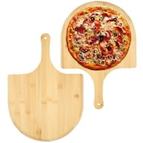 2Pcs Pizza Peel with Long Handle Bamboo Pizza Spatula Multifunctional Turning Peel Hanging Shovel for Home Kitchen Accessories