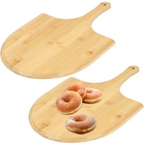 2Pcs Pizza Peel with Long Handle Bamboo Pizza Spatula Multifunctional Turning Peel Hanging Shovel for Home Kitchen Accessories