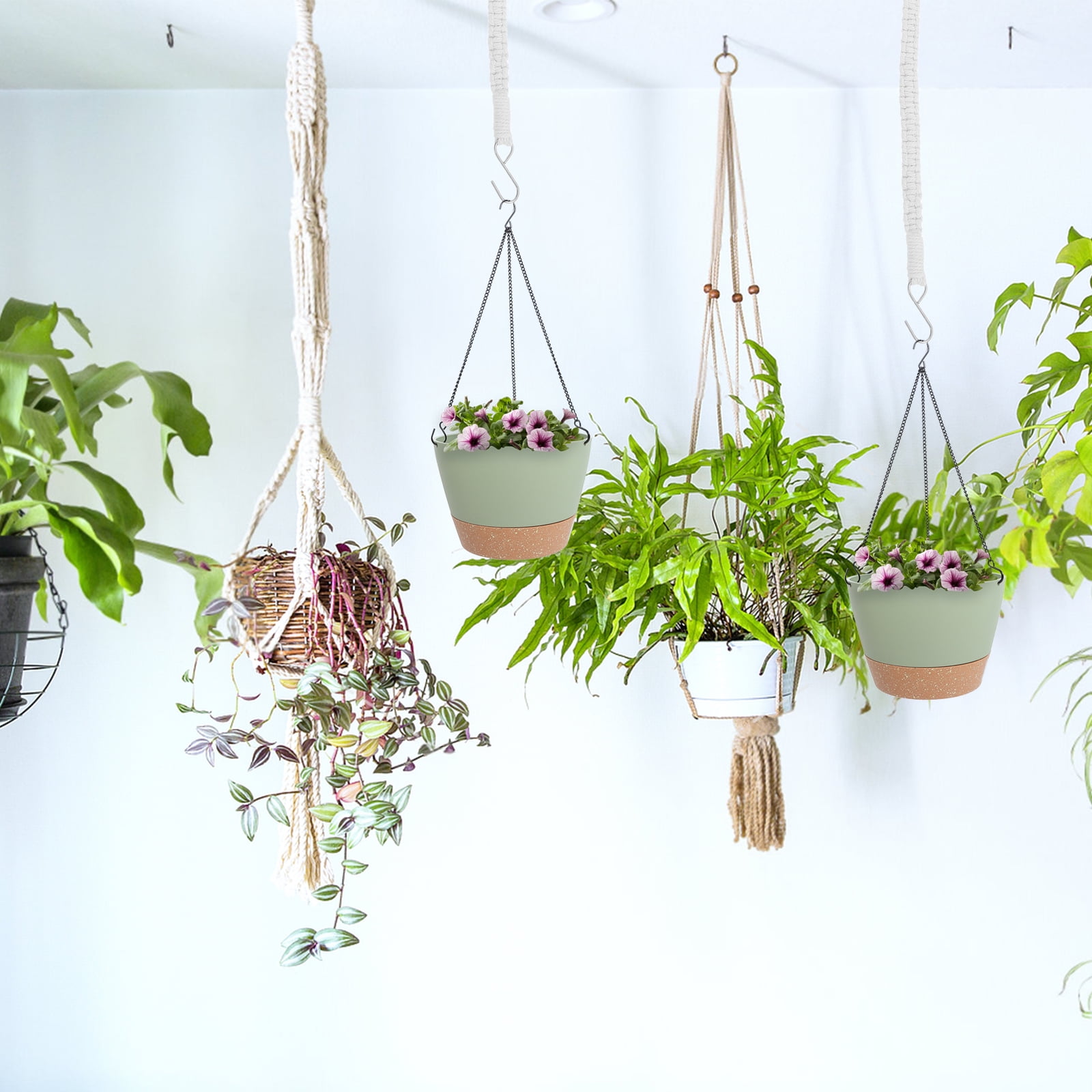 PENIKOKO Beige Cotton Rope Plant Hanger Extender for Balcony Decoration ...