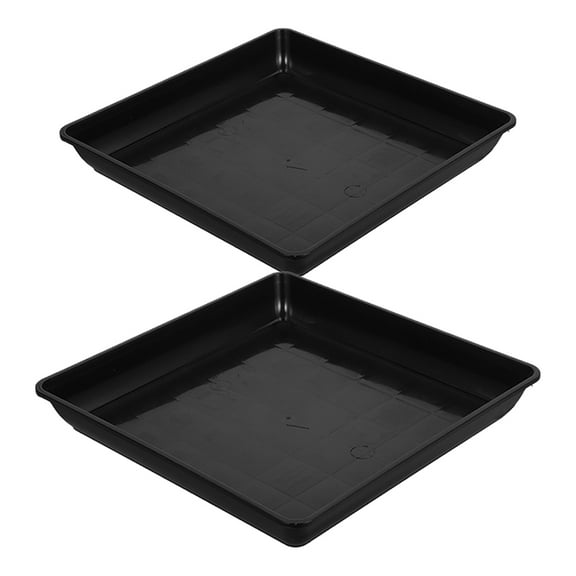TABLZONE Indoor Pot Tray Planter Saucer Black Thickened Base For Flower Pot 2Set 16.1X16.1X2.2In
