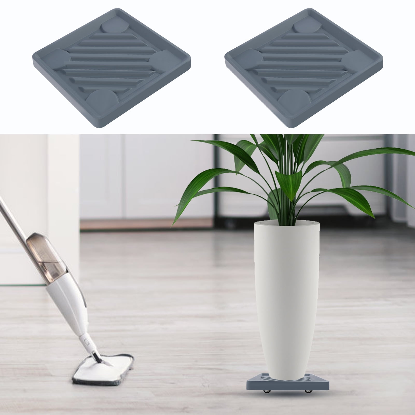 2Pcs Planter Caddy with Wheels Square Rolling Planter Stand Heavy Duty ...