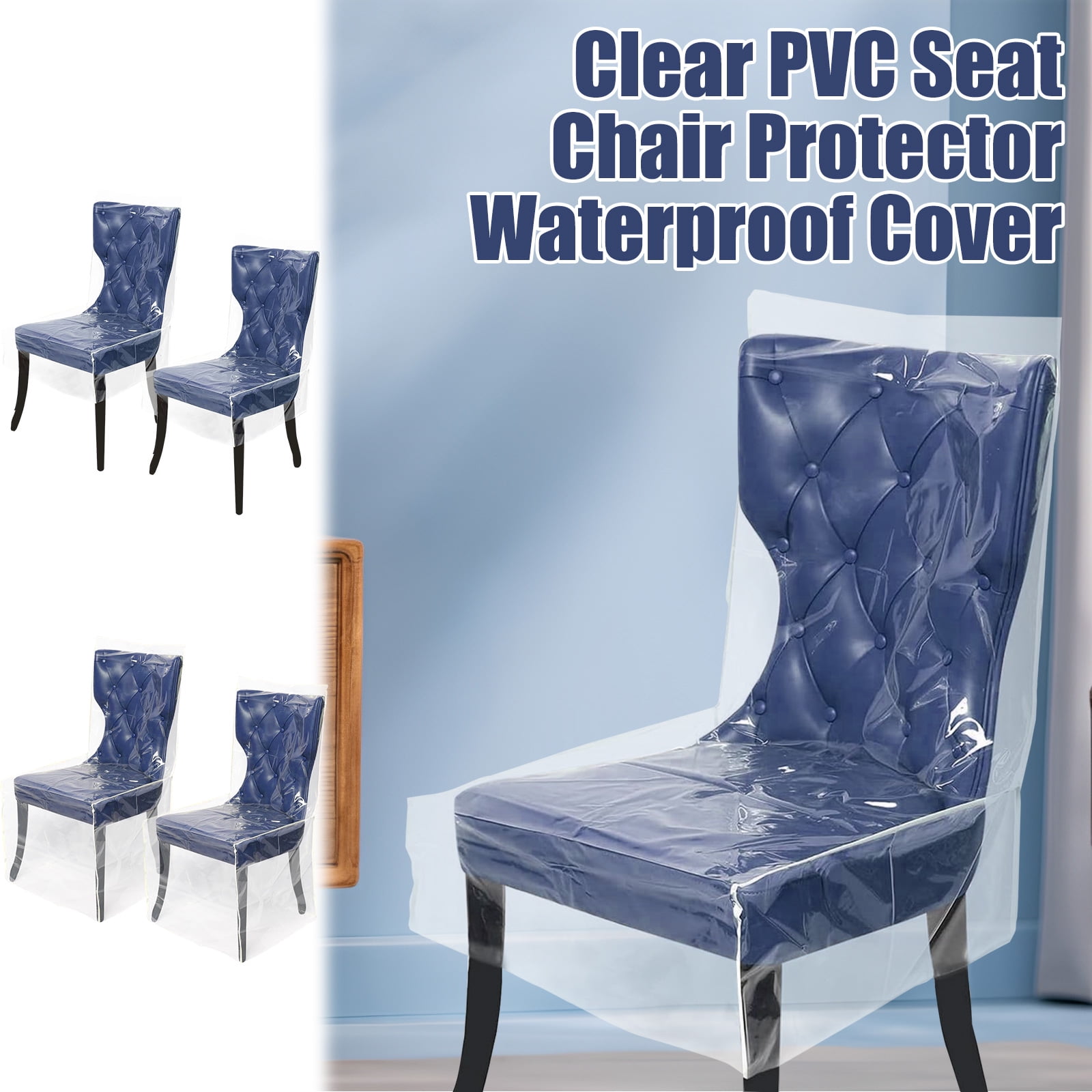 2Pcs Plastic Dining Chair Covers Clear Dining Chair Protector Waterproof Chair Seat Cover Dustproof Clear Dining Chair Slipcover PVC Seat Chair Protector for Home Kitchen Bedroom Walmart