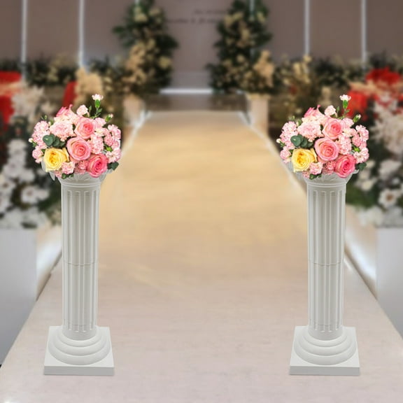 2Pcs Plastic Event Decorative Column Roman Column for Wedding Landscaping White