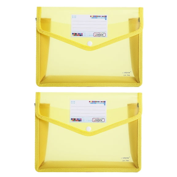 2Pcs Plastic Expanding File Folder, Envelope Folders for Documents, Waterproof Transparent Expandable File Folder, Large Capacity, Fit Letter/A4 Size(Yellow)