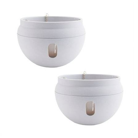 2Pcs Plastic Hanging Planter Self Watering Basket with Hooks, Hanging Flower Pot with Detachable Base White