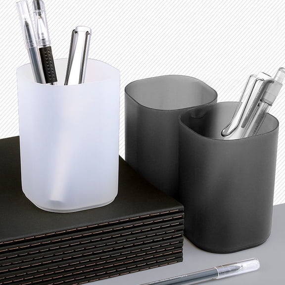 LITINKIMI 2Pcs White Plastic Pen Holder for Desk Office Stationery Container Lightweight and Organizer
