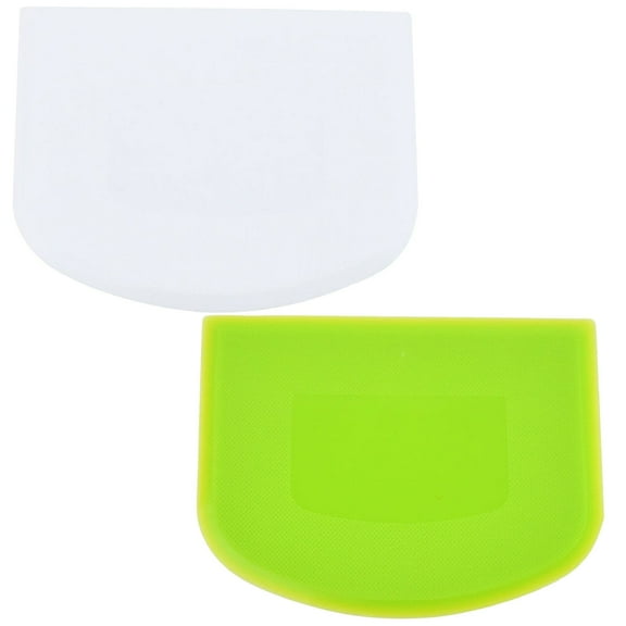 2Pcs Plastic Scraper,Multi-Function Kitchen Food Scraper,Dough Pastry Scraper Cutter Baking Cake Cream Chocolate Trimming Scraper Spatula Pizza Cutter for Bread Dough Cake Fondant Icing(Green)