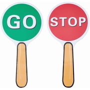 2Pcs Plastic Stop and Go Sign Traffic with Handle Double Sided Printing Crossing Traffic Road Sign Red Green Light Sign