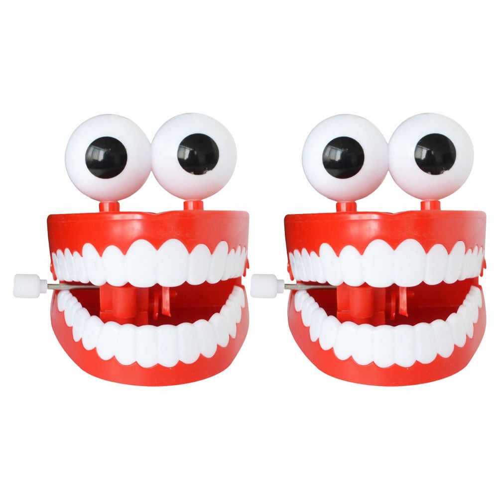 2Pcs Plastic Wind-up Walking Babbling Chattering Teeth Toys with 