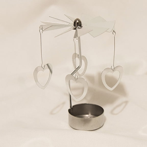 2Pcs Plated Silver Stainless Steel Rotating Candlestick with Smooth Edges for Romantic Decor