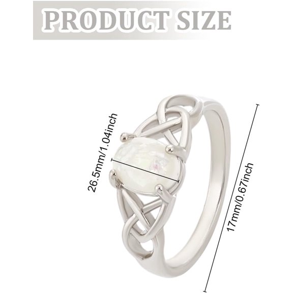 2Pcs Platinum Celtic Knot Oval Shaped Created Fire Opal Rings Oval Resin Finger Rings Brass Finger Rings Oval Cut Created-Fireopal Diamond Jewelry Rings for Jewelry Gift