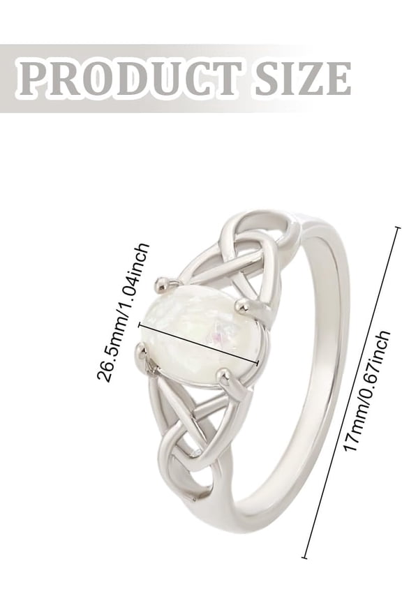 2Pcs Platinum Celtic Knot Oval Shaped Created Fire Opal Rings Oval Resin Finger Rings Brass Finger Rings Oval Cut Created-Fireopal Diamond Jewelry Rings for Jewelry Gift