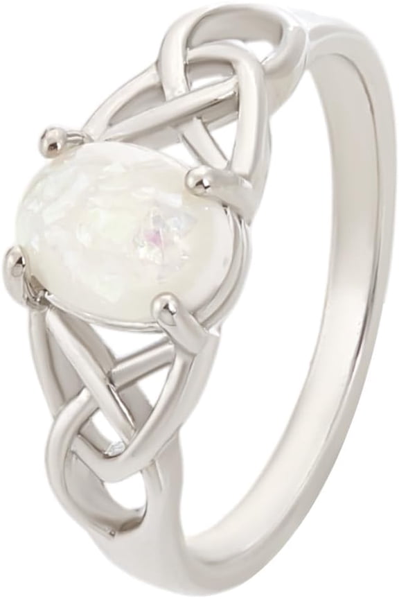 2Pcs Platinum Celtic Knot Oval Shaped Created Fire Opal Rings Oval Resin Finger Rings Brass Finger Rings Oval Cut Created-Fireopal Diamond Jewelry Rings