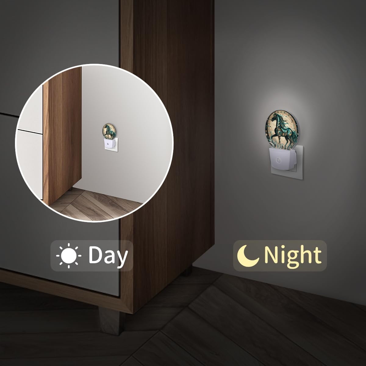 2Pcs Plug In Night Light, Abstract Horse Night Lights Plug Into Wall