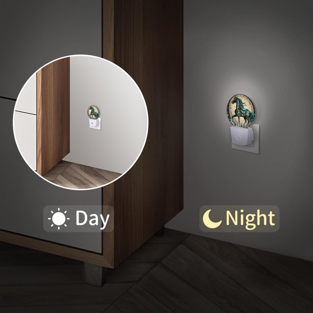 2Pcs Plug In Night Light, Abstract Horse Night Lights Plug Into Wall