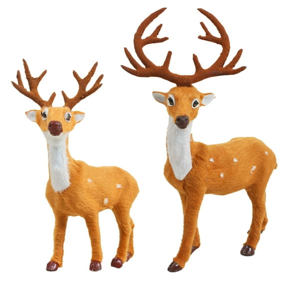 2Pcs Plush Deer Model Christmas Reindeer Decor Kid' Toy Simulation Deer