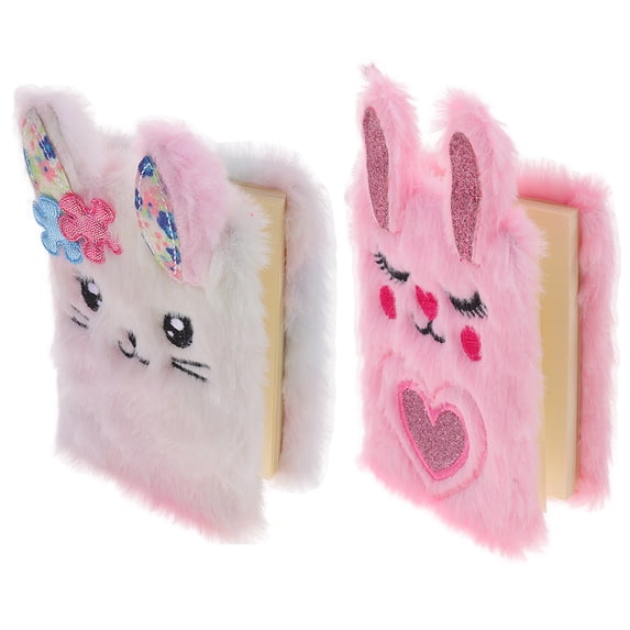 2-Pack Plush Shaped Diary Notebook Set, Soft Daily Journal Notebooks for Writing, Note Taking, and Personal Use